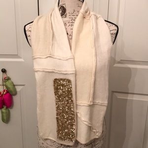 Burning Toren handmade white/cream cashmere scarf